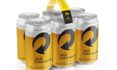 Ambev testa pack sustentável de Skol, com 70% menos plástico