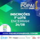 Divulgação Encerramento das inscrições 1º Lote em 24/08