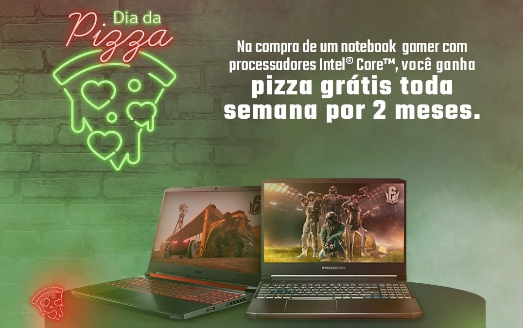 Acer dá dois meses de pizza grátis na compra de notebooks gamers