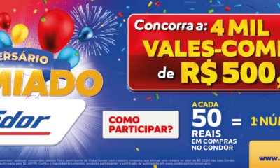 Condor sorteia 4 mil vales-compras para comemorar aniversário da rede